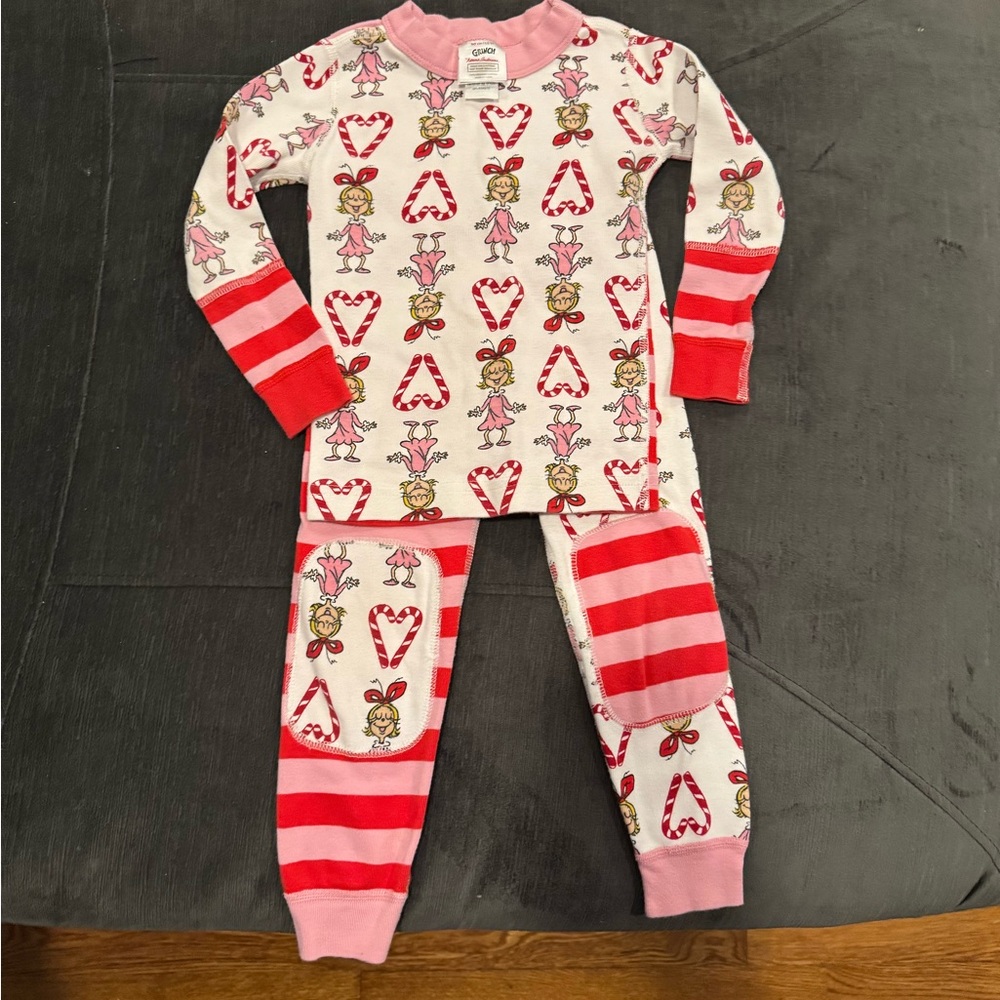 Hanna Andersson Dr Seuss Cindy Lou Who Candy Cane HannaJams Pajamas Mix It Up 3T